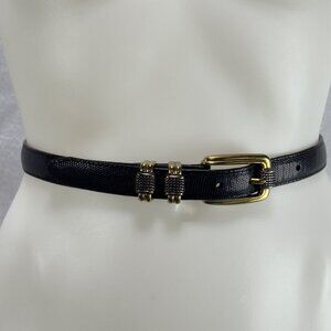 Brighton Black Lizard Embossed Leather Belt Gold-Tone Buckle &  Keepers Size 34